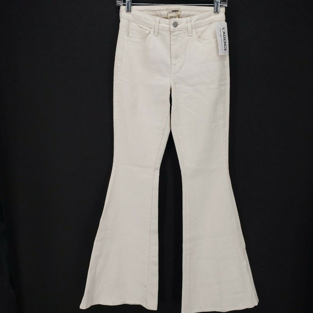 L’agence Solana Flare White Jeans In Petal Wash